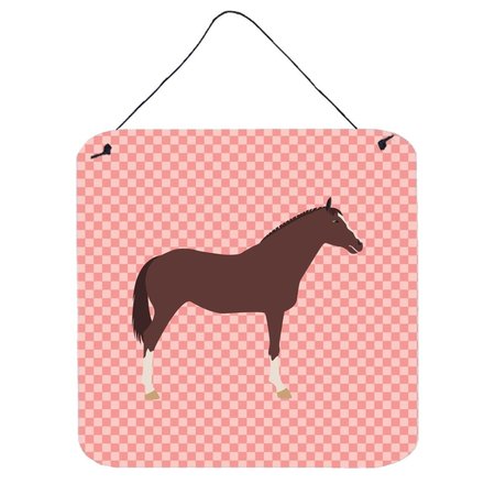 MICASA English Thoroughbred Horse Pink Check Wall or Door Hanging Prints6 x 6 in. MI231330